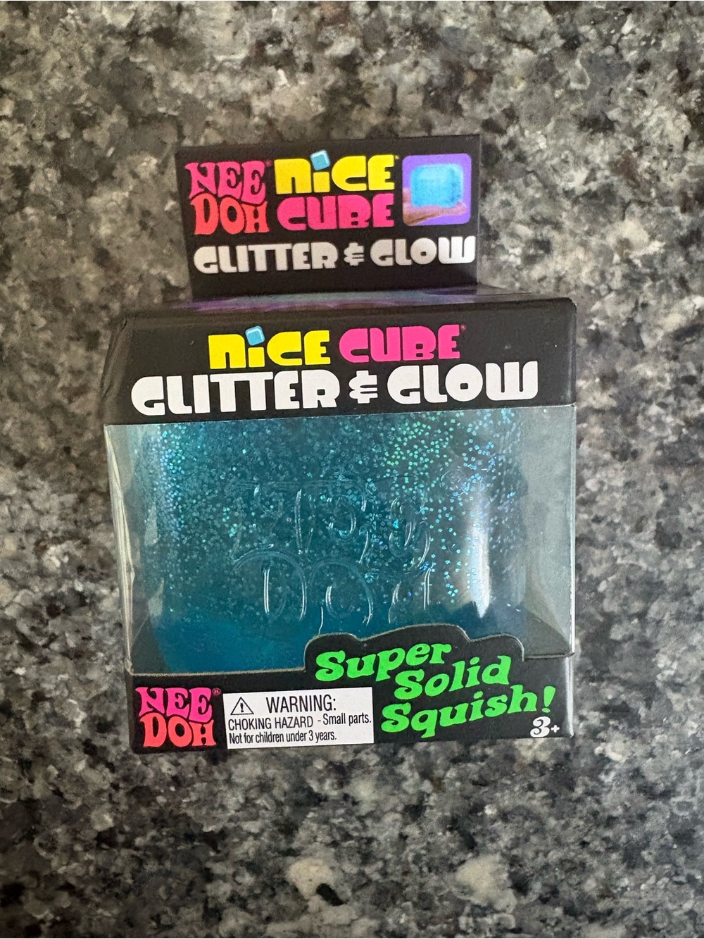 NeedDoh Nice Cube Glitter & Glow Super Solid Squish - Blue